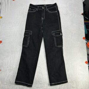 Telepatía Jeans Mens Black Denim Contrast Stitch Cargo Pockets Zip Fly - 28X29.5